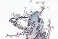 梅花古树奇石中国画0006