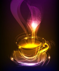 咖啡杯超酷幻彩光线图形杯子背景图片