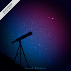 望远镜轮廓和星空背景