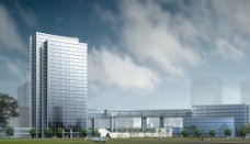 蓝天白云草地商务大楼景观设计图片