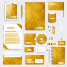 VI素材模板企业黄色系VI设计模板矢量素材