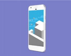 斜角度谷歌Pixel白色安卓智能手机样机