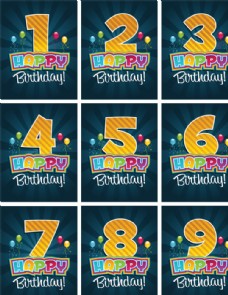 字体设计9矢量卡通彩色数字生日数字图片