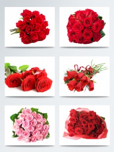 红色花朵手捧红色玫瑰花鲜花花束PNG元素
