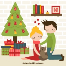 情人节快乐可爱的圣诞家庭
