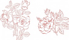 欧式复古玫瑰花剪影图片