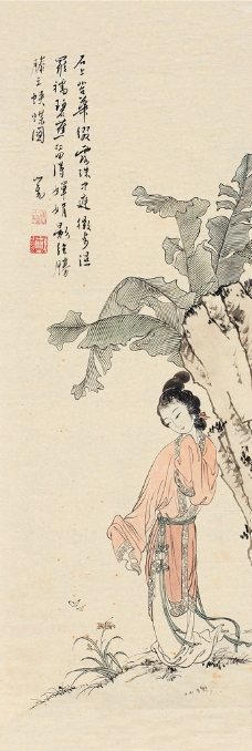 中华文化蕉石仕女图片