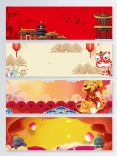 创意风景创意古风春节传统节日banner背景