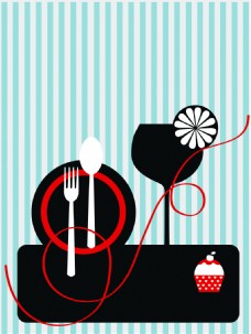 美食背景文艺竖条纹下午茶餐厅美食海报背景