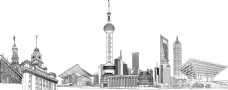 上海城市线稿AI矢量素材