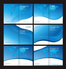 企业画册蓝色科技动感画册封面矢量素材