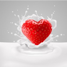 牛奶加草莓食品海报背景素材图片