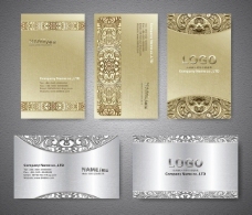 设计素材高档金色银色名片卡片设计矢量素材