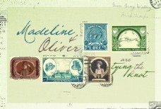复古的古董邮票结婚邀请素材
