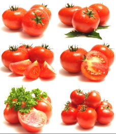 绿色蔬菜一组切开的西红柿高清图片