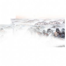 中国风白色雾气水墨山水装饰元素