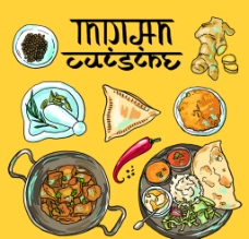 美味印度料理插画矢量素材图片