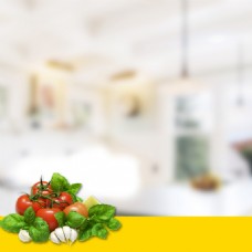 厨房设计绿色健康厨房背景主图设计