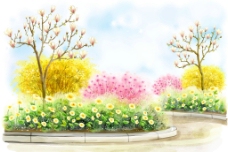 卡通花卉背景图片