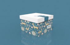 蛋糕盒8寸蓝色小鹿包装盒