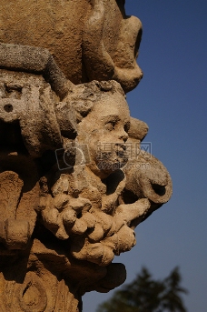 雕像头面部护理石列雕刻Putto天使旧宗教