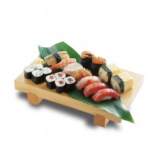 日式美食色彩明亮日式三文鱼料理美食产品实物