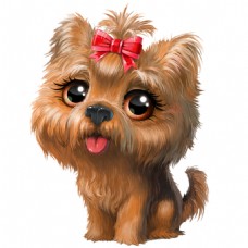 可爱狗狗褐色可爱手绘小狗装饰元素