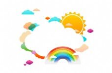 卡通太阳彩虹云朵漫画png元素
