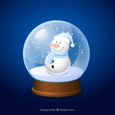 地球日圣诞水晶球里的卡通雪人