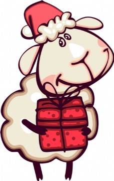 节日礼物圣诞节日羊礼物图案png元素