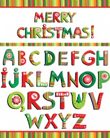 26个圣诞英文字母设计矢量图