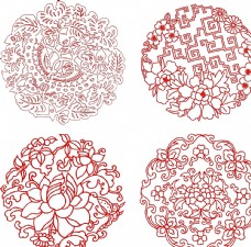 欧式边框花朵圆形图案图片