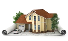 建筑模型建筑图纸上的房屋模型