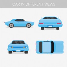 蓝色卡通小轿车设计图案