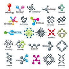 科技标志彩色科技分子标志图片