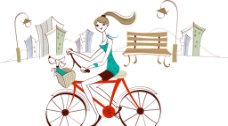 骑自行车的女孩图片