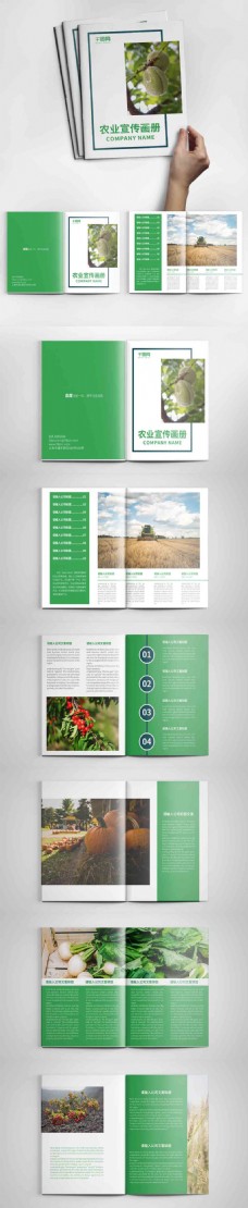 绿色大气农业宣传画册设计PSD模板