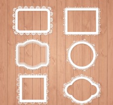 6款白色花纹框架矢量素材