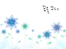蓝色花朵插画图案设计PSD分层素材