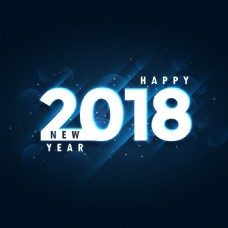 2018新年快乐蓝色背景