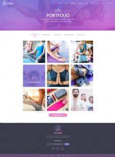 瑜伽运动紫色的运动瑜伽健身网站界面案例展示