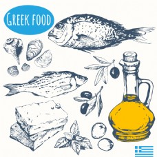 食材海鲜手绘海鲜食材插画