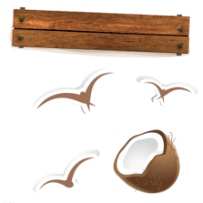 木板 海鸥 椰子图片