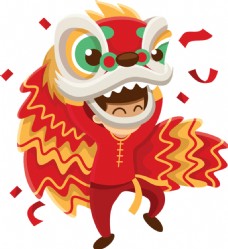 中国新年中国风新年舞狮素材