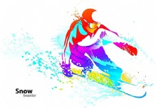 运动卡通矢量卡通滑雪运动员