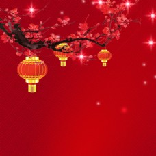 红色梅花灯笼新年主图设计