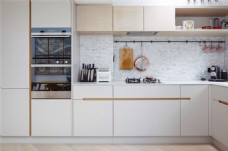 橱房简约开放式厨房白色橱柜装修效果图