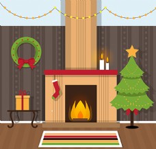 篝火温暖圣诞客厅图片