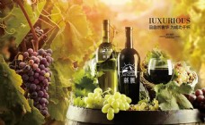 葡萄酒葡萄园高档红酒广告设计psd素材