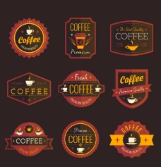 咖啡杯咖啡标签矢量